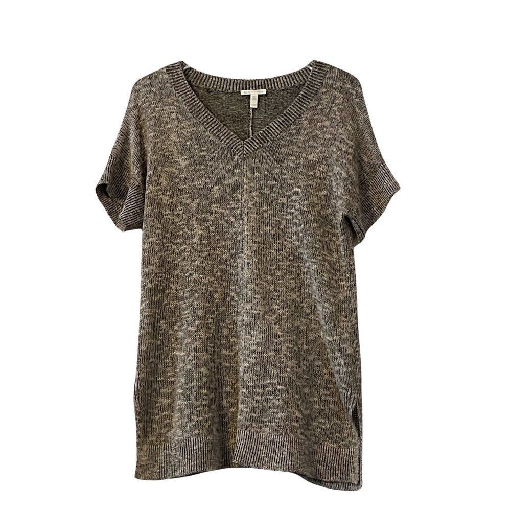 Eileen Fisher Organic Linen Organic Cotton V Neck Short Sleeve Sweater Sz. XS